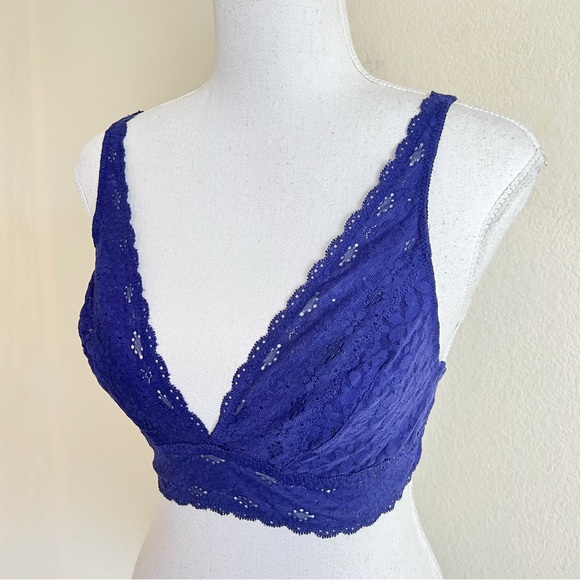 Wacoal Eggplant Purple Halo Lace Soft Cup Hook & Eye Bra Wireless Bralette - Picture 2 of 10
